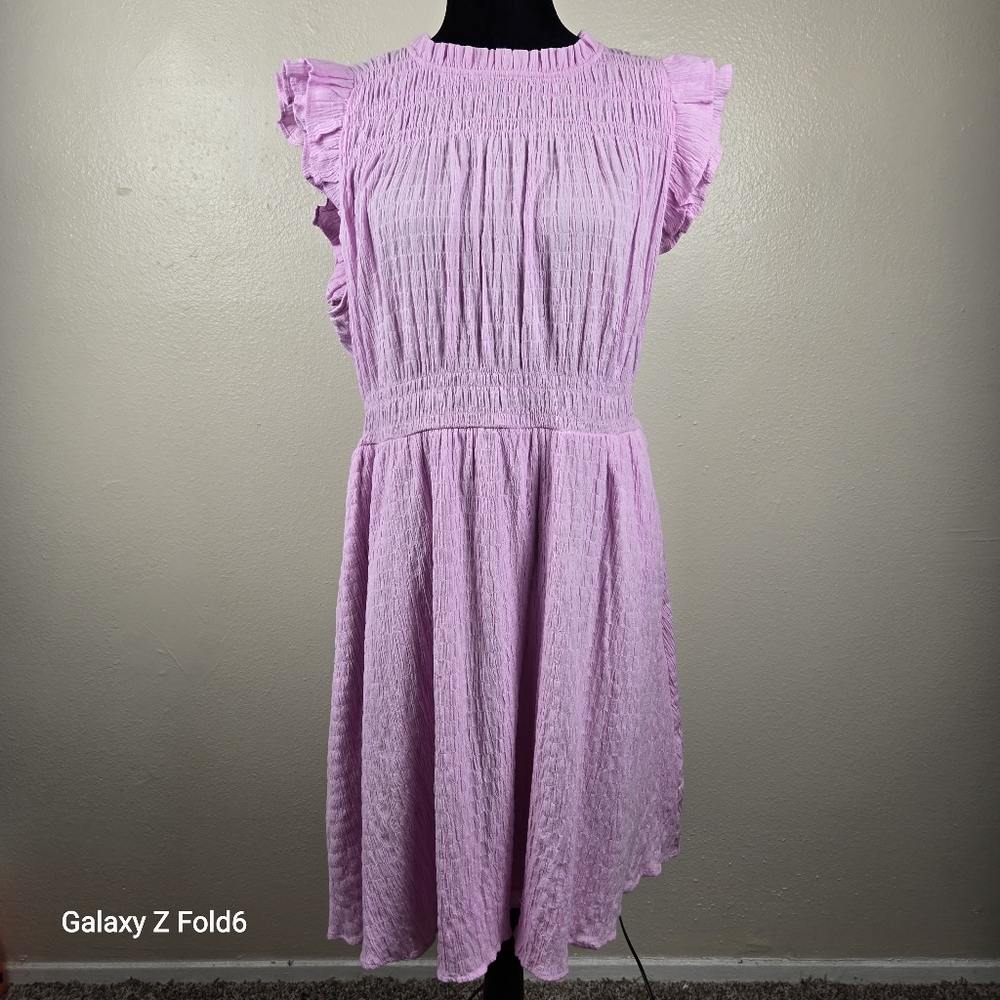 J.Crew‎ Pink Ruffle Sleeve Smocked Dress XXL Cotton Blend NWT Spring Summer